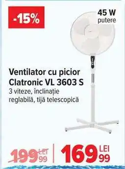 Carrefour Ventilator cu picior Clatronic VL 3603 S Ofertă