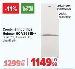 Carrefour Combină frigorifică Heinner HC-V2681E++ Ofertă