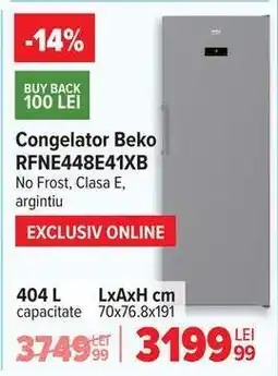 Carrefour Congelator Beko RFNE448E41XB Ofertă