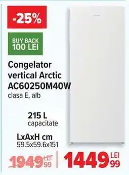 Carrefour Congelator vertical Arctic AC60250M40W Ofertă
