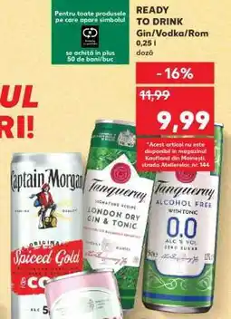 Kaufland READY TO DRINK Gin/Vodka/Rom Ofertă