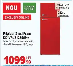Carrefour Frigider 2 uși Fram DD-VRL212RDE++ Ofertă
