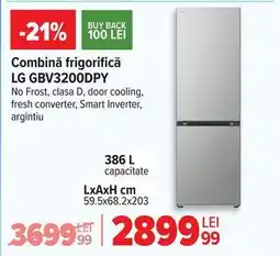 Carrefour Combină frigorifică LG GBV3200DPY Ofertă