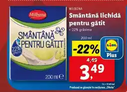 Lidl MILBONA Smântână lichidă pentru gătit Ofertă