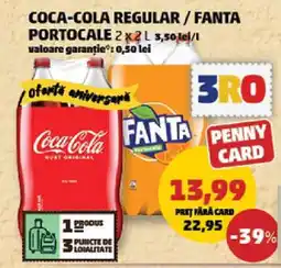 Penny COCA-COLA regular/FANTA portocale 2x2L Ofertă
