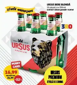 Penny URSUS PREMIUM STICLĂ 6 X 330ML Ofertă