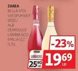 Auchan ZAREA BELLA VITA VIN SPUMANT ROZE/ALB DEMIDULCE LAMBRUSCO EMILIA I.G.T. 0.75L Ofertă