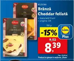 Lidl Brânză Cheddar feliată Ofertă
