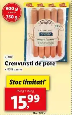 Lidl Crenvurști de porc Ofertă