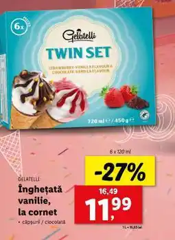 Lidl Gelatelli Înghețată vanilie, la cornet Ofertă