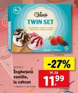 Lidl Gelatelli Înghețată vanilie, la cornet Ofertă