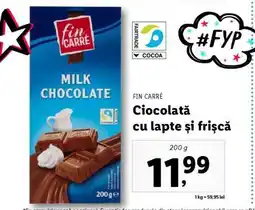 Lidl FIN CARRÉ Ciocolată cu lapte și frișcă Ofertă