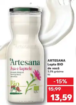 Kaufland ARTESANA Lapte BIO de vacă Ofertă