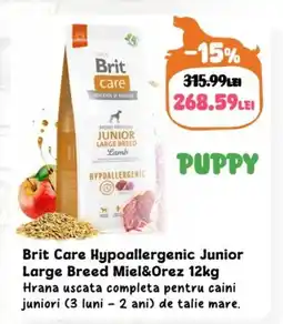 Animax Brit Care Hypoallergenic Junior Large Breed Miel&Orez Ofertă