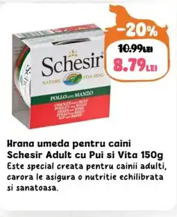 Animax Hrana umeda pentru caini Schesir Adult cu Pui si Vita Ofertă