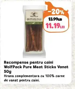 Recompense pentru caini WOLFPACK Pure Meat Sticks Vanat