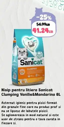 Nisip pentru litiera Sanicat Clumping Vanilie&Mandarina