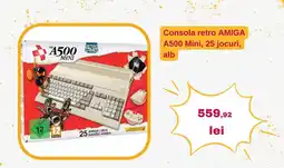 Consola retro AMIGA A500 Mini, 25 jocuri, alb