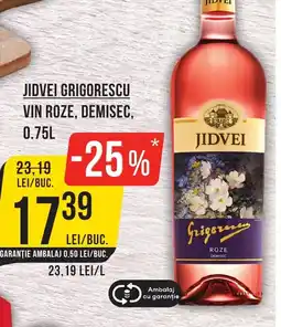 Mega Image Jidvei grigorescu vin roze, demisec Ofertă