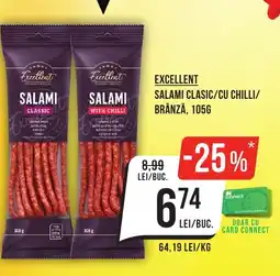 Mega Image EXCELLENT Salami clasic/cu chilli/ brânză Ofertă