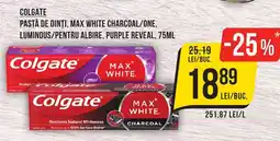 Mega Image COLGATE Pastă de dinţi, max white charcoal/one, luminous/pentru albire, purple reveal Ofertă