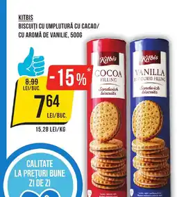 Mega Image KITBIS Biscuiți cu umplutură cu cacao/ cu aromă de vanilie Ofertă