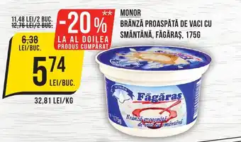 Mega Image MONOR Brânză proaspătă de vaci cu smântână, făgăras Ofertă