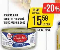 Scandia sibiu carne de porc/vită, în suc propriu