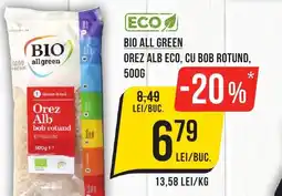 Mega Image Bio all green orez alb eco, cu bob rotund Ofertă