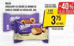Mega Image Milka croissant cu cremă cu aromă de vanilie/cremă cu ciocolată Ofertă