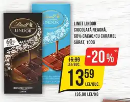 Lindt lindor ciocolată neagră, 60% cacao/cu caramel sărat