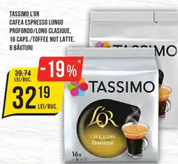 Mega Image Tassimo l'or cafea espresso lungo profondo/long clasique, 16 caps./toffee nut latte, 8 băuturi Ofertă
