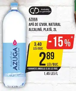 AZUGA Apă de izvor, natural alcalină, plată