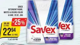 Mega Image SAVEX Detergent pudră, whites & colors/color & care, 20 sp Ofertă