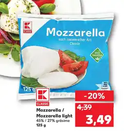 Kaufland Mozzarella / Mozzarella light Ofertă