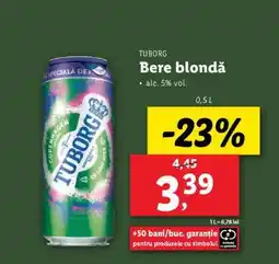 Lidl TUBORG Bere blondă Ofertă