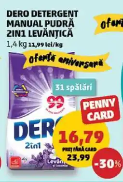 Penny DERO Detergent Manual Pudră 2in1 Levănțică Ofertă