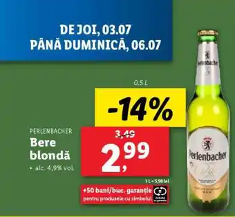 Lidl Perlenbacher Bere blondă Ofertă