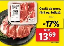 Lidl Ceafă de porc fără os, feliată Ofertă