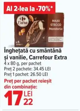 Carrefour înghețată cu smântână şi vanilie, Carrefour Extra Ofertă