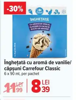 Carrefour Înghețată cu aromă de vanilieš căpşuni Carrefour Classic Ofertă