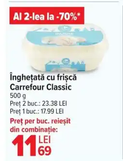 Carrefour îngheţată cu frișcăǎ Carrefour Classic Ofertă