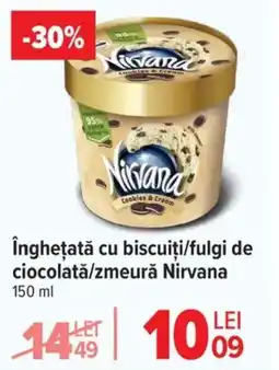 Carrefour îngheţată cu biscuiţi/fulgi de ciocolată/zmeură Nirvana Ofertă