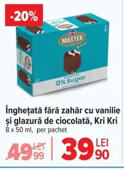 Carrefour îngheţată fără zahăr cu vanilie şi glazură de ciocolată, Kri Kri Ofertă