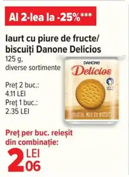 laurt cu piure de fructe/ biscuiți Danone Delicios