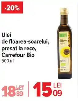 Carrefour Ulei de floarea-soarelui, presat la rece, Carrefour Bio Ofertă