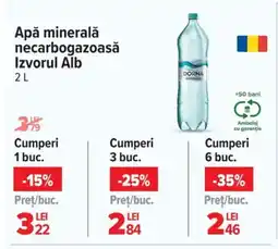Carrefour Apă minerală necarbogazoasă Izvorul Alb Ofertă