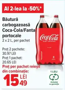 Carrefour Băutură carbogazoasă Coca-Cola/Fanta portocale Ofertă