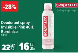Carrefour BOROTALCO Deodorant spray Invisibile Pink 48H Ofertă
