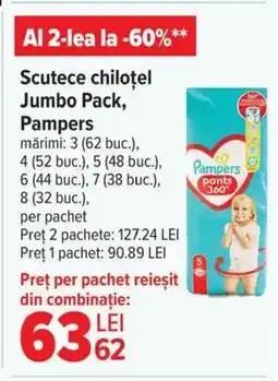 Carrefour PAMPERS Scutece chiloţel Jumbo Pack Ofertă